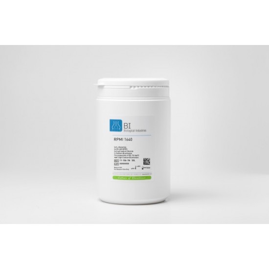 RPMI Medium 1640, Powder, with L-Glutamine, with 25mM Hepes buffer w/o sodium bicarbonate (1x5 lt)
