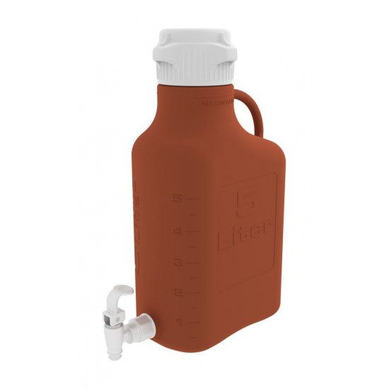 Carboy, 5L, Amber HDPE, 83mm Cap, w Spigot Carboy, 5L, Amber HDPE, 83mm Cap, w Spigot