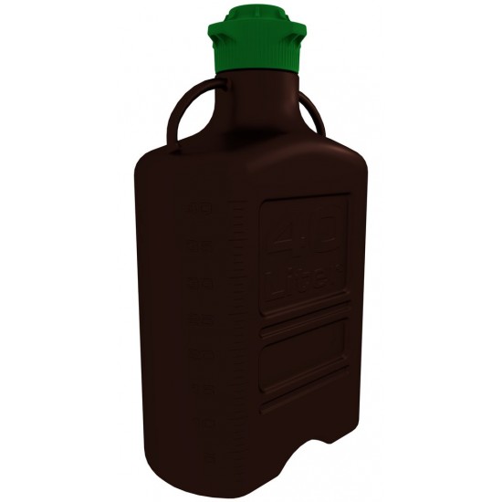 Carboy, Dark Amber, PP 40L, Green VersaCap 120mm Carboy, Dark Amber, PP 40L, Green VersaCap 120mm