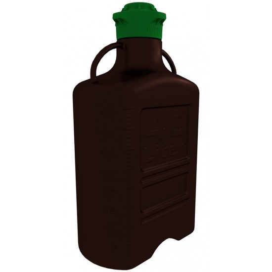 Carboy, Dark Amber, PP 40L, Green VersaCap 120mm