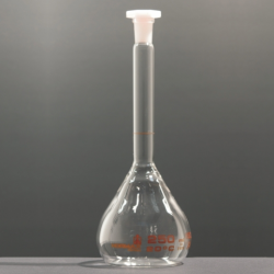 Volumetric flask w/ plastic stopper 10/19 amber printed 10 ml