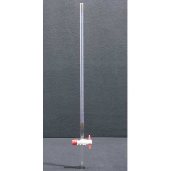 Burette straight stopcock. PTFE key. with flared top. 0,1 AS 50 ml