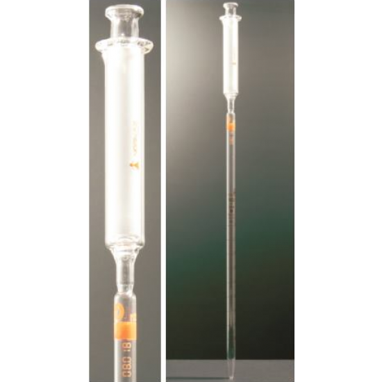 Graduated pipette blow out with piston total del. 0 at top class B amber printing 2 ml Graduated pipette blow out with piston total del. 0 at top class B amber printing 2 ml