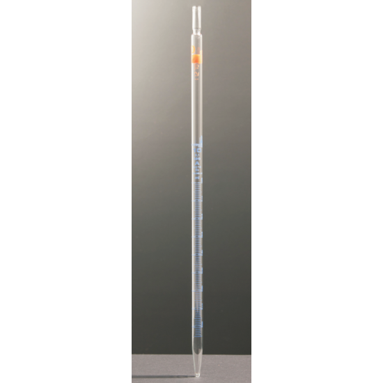 Graduated pipette. total delivery. blue print. 0 at top class A Normax 1 ml
