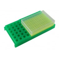 PCR work up rack and workstation assembly with lid (Item # 5230-29 clipped into Item # 5210-29)